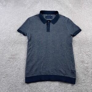 Abercrombie Fitch Polo Shirt Mens Small Blue Stripes Featherweight Preppy